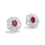 Luxurious Ruby Flower Earrings