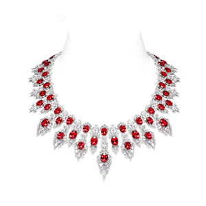 Regal Ruby and Zirconia Statement Necklace