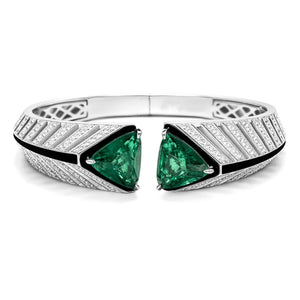 Emerald Trillion Cuff Bracelet