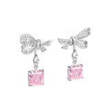 Pink Elegance Bow Earrings