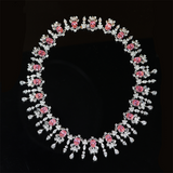 Luxury Pink Gemstone Chandelier Necklace