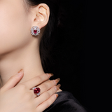 Luxurious Ruby Flower Earrings