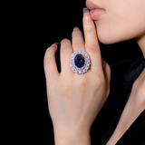 Royal Blue Oval Statement Ring