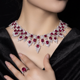 Regal Ruby and Zirconia Statement Necklace