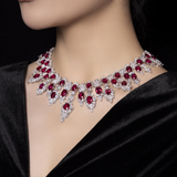 Regal Ruby and Zirconia Statement Necklace